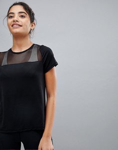 Спортивная футболка свободного кроя с сетчатыми вставками New Look - Черный
