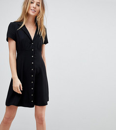 Короткое приталенное платье на пуговицах ASOS TALL - Черный