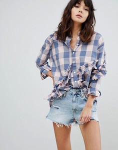 Рубашка в клетку с оборкой River Island - Розовый