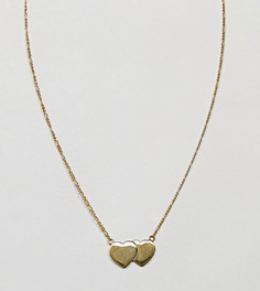 Ожерелье из позолоченного серебра с двумя сердечками ASOS - Золотой