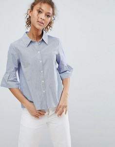 Рубашка в полоску с расклешенными рукавами длиной 3/4 Maison Scotch - Синий