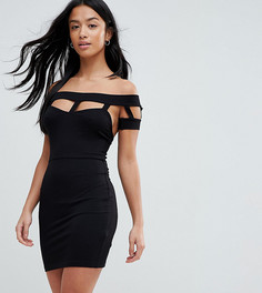 Облегающее платье с решеткой из бретелек ASOS PETITE - Черный