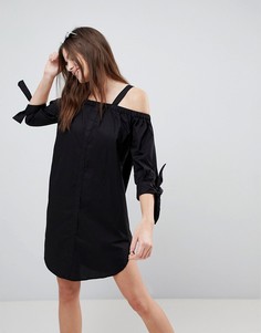 Пляжное платье-рубашка с открытыми плечами Monki - Черный