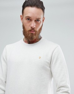 Серо-белый узкий свитшот с круглым вырезом Farah Tim - Белый