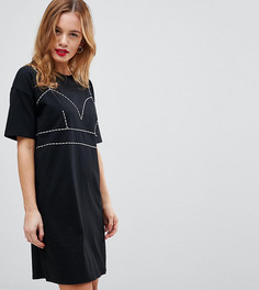 Платье-футболка с контрастными строчками ASOS PETITE - Черный