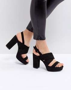 Черные босоножки на платформе и каблуке Public Desire Rhythm - Черный