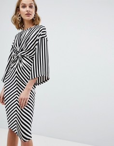 Полосатое платье в стиле кимоно с узлом River Island - Мульти