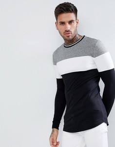 Удлиненный лонгслив с окантовкой ASOS - Черный