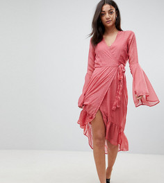 Платье из ткани добби в горошек с рукавами клеш Vero Moda Tall - Розовый