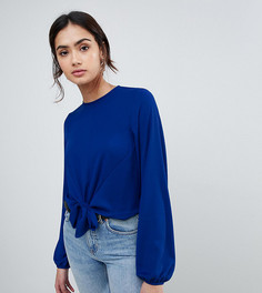 Тканый топ с узелком спереди ASOS TALL - Синий