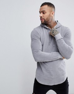 Велюровый облегающий худи серого цвета с асимметричным краем ASOS - Серый