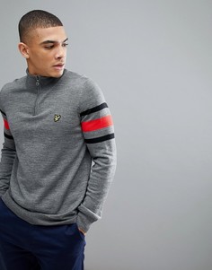 Серый меланжевый джемпер с полосами и молнией 1/4 Lyle &amp; Scott Golf Noran - Серый