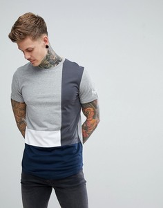 Длинная футболка колор блок Jack &amp; Jones Originals - Серый