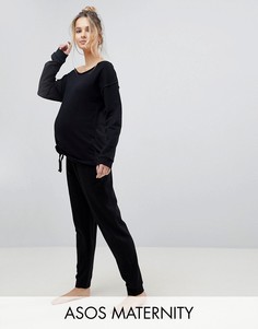 Свитшот с открытыми плечами и джоггеры ASOS MATERNITY LOUNGE - Черный