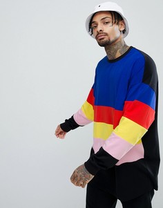 Черный oversize-лонгслив колор блок ASOS - Мульти