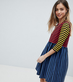 Свободное платье мини в полоску ASOS PETITE - Мульти