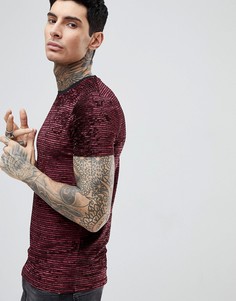 Темно-бордовая футболка в рубчик ASOS - Красный