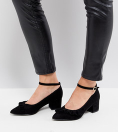 Туфли-лодочки для широкой стопы из 2-х частей на блочном каблуке New Look - Черный