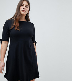 Короткое приталенное платье с бантами на рукавах ASOS CURVE - Черный