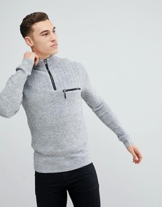 Серый джемпер с воротником-стойкой и молнией River Island - Серый