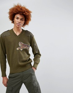 Джемпер в стиле милитари с вышивкой тигра Maharishi - Зеленый