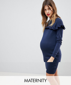 Платье с оборкой Mamalicious - Темно-синий Mama.Licious