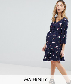 Короткое приталенное платье с принтом Mamalicious - Мульти Mama.Licious