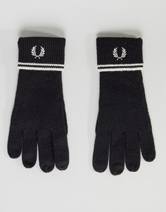 Черные перчатки из овечьей шерсти с отделкой Fred Perry - Черный
