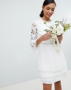 Кружевное платье с плиссированной юбкой Ted Baker - Кремовый