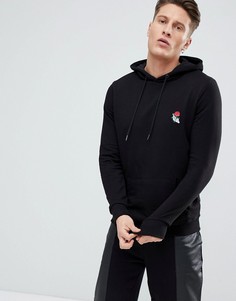 Худи черного цвета с вышитой розой New Look - Черный