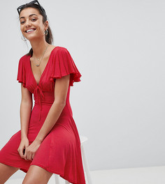 Чайное платье в горошек с оборками Missguided Tall - Красный