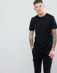 Удлиненная черная футболка New Look - Черный