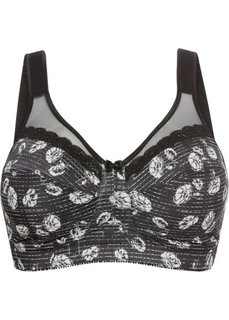 Бюстгальтер поддерживающий, чашка F (черный/белый с рисунком) Bonprix