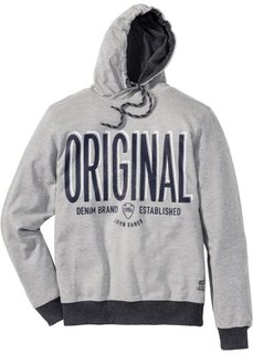 Свитшот Regular Fit с капюшоном (светло-серый меланж) Bonprix
