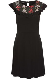 Платье с вышитой аппликацией (черный) Bonprix
