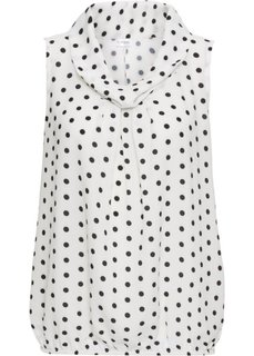 Блузка без рукавов (кремовый/черный в горошек) Bonprix