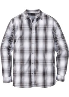 Рубашка Regular Fit с длинным рукавом, в клетку (серый/белый в клетку) Bonprix