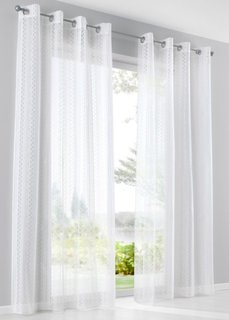 Гардина Этно (1 шт.), люверсы (белый с узором) Bonprix