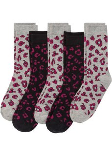 Женские носки (5 пар) (светло-серый меланж/черный с узором) Bonprix