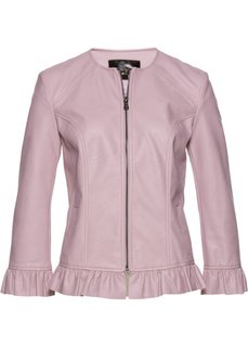 Куртка из искусственной кожи с рюшами (розовый) Bonprix