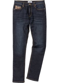Джинсы-стретч Slim Fit с деталями из искусственной кожи, cредний рост (N) (темно-синий) Bonprix