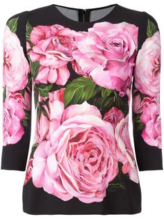 топ с принтом роз Dolce &amp; Gabbana