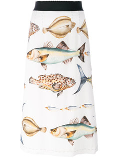 юбка с принтом рыб Dolce &amp; Gabbana