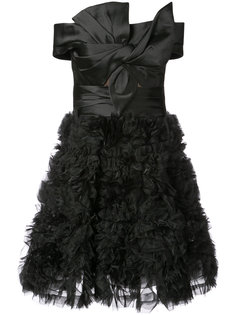 оборчатое мини-платье с открытыми плечами Marchesa Notte