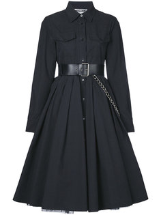 расклешенное платье с поясом Moschino