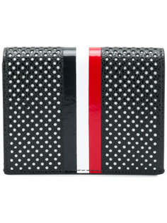 Double Card Holder With Red, White And Blue Vertical Stripe In Perforated Pebble Grain & Calf Leather Thom Browne
