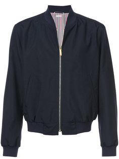 Zip Front Blousson Ribbed Jacket With Center Back Red, White And Blue Selvedge In School Uniform Plain Weave Thom Browne