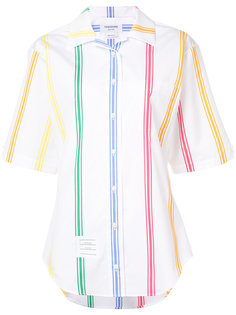Cuban Polo Collar Blouse In Small Mods Stripe Poplin Thom Browne