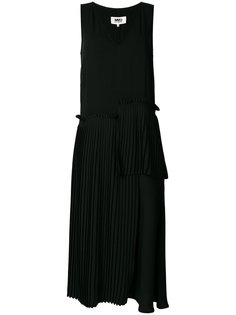плиссированное асимметричное платье с заниженной талией  Mm6 Maison Margiela
