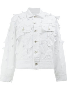 appliqué leaf denim jacket Oscar de la Renta
